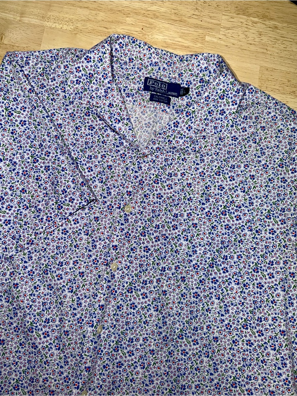 VINTAGE Polo Ralph Lauren Caldwell Floral Shirt Men Large Hawaiian Camp Cotton